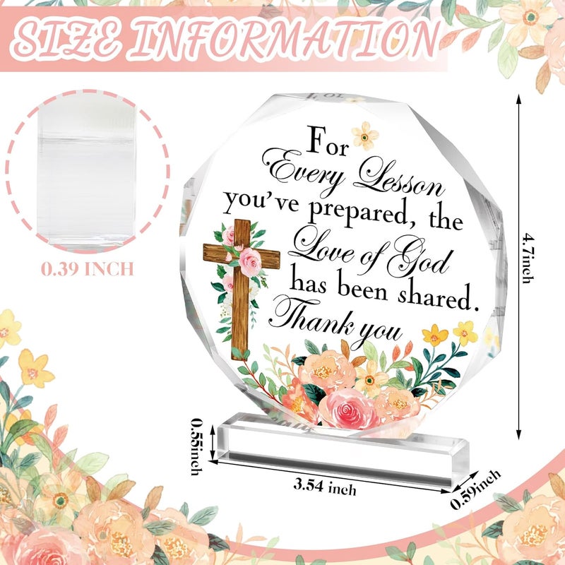 Perthlin Acrylic Teacher Appreciation Gifts for Women Teacher Christmas Gifts Thank You Teachers Gift from Student Retirement Present for Office Desk Paperweight Keepsake Decor(Lovely Nonagon) - Image 3